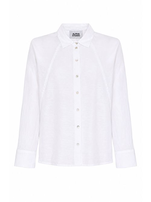 Camicia relaxed in mussola di cotone Bianco Alpha Studio | AD-6542L2000